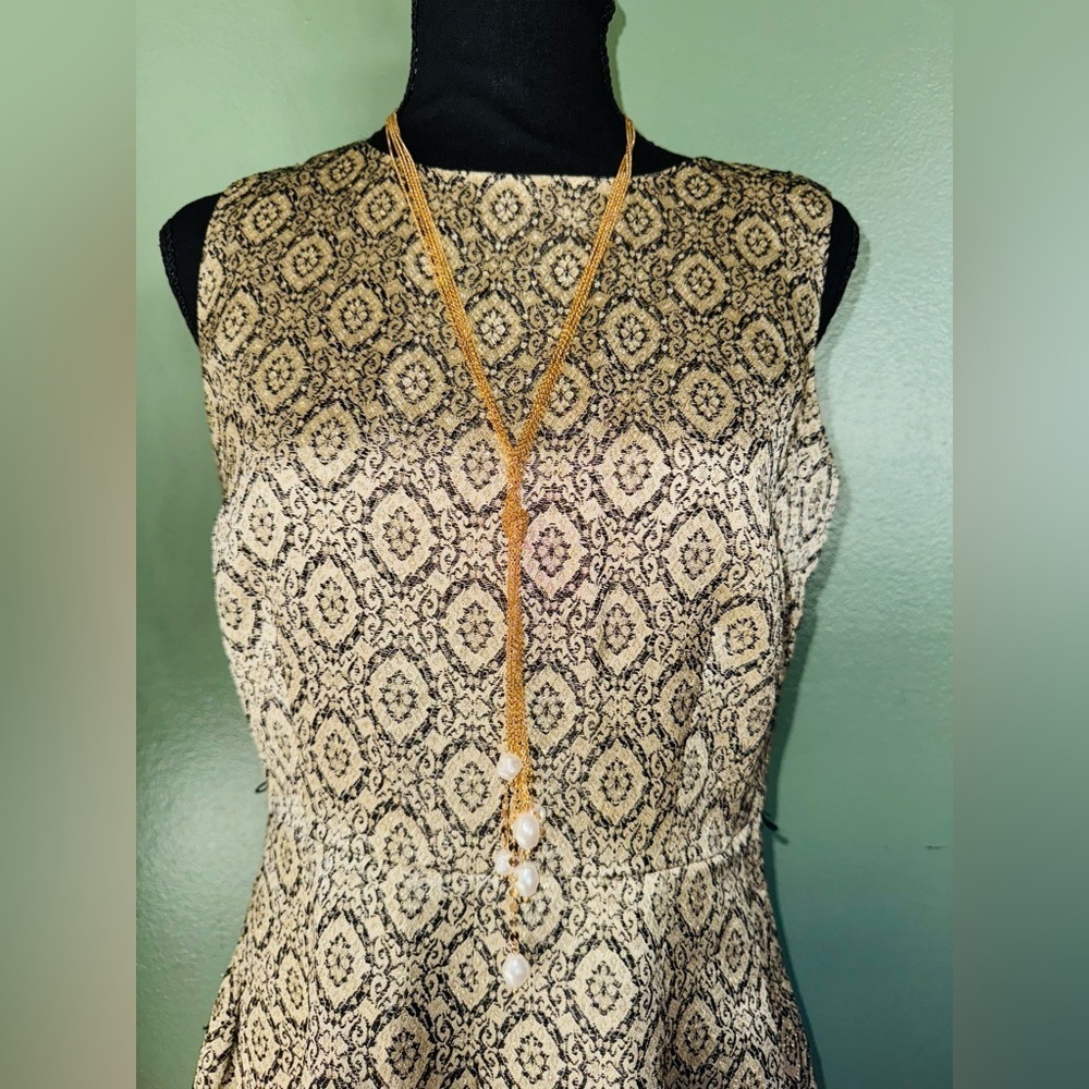 Talbots Black and Cream Geometric Midi Dress - Picture 2 of 8